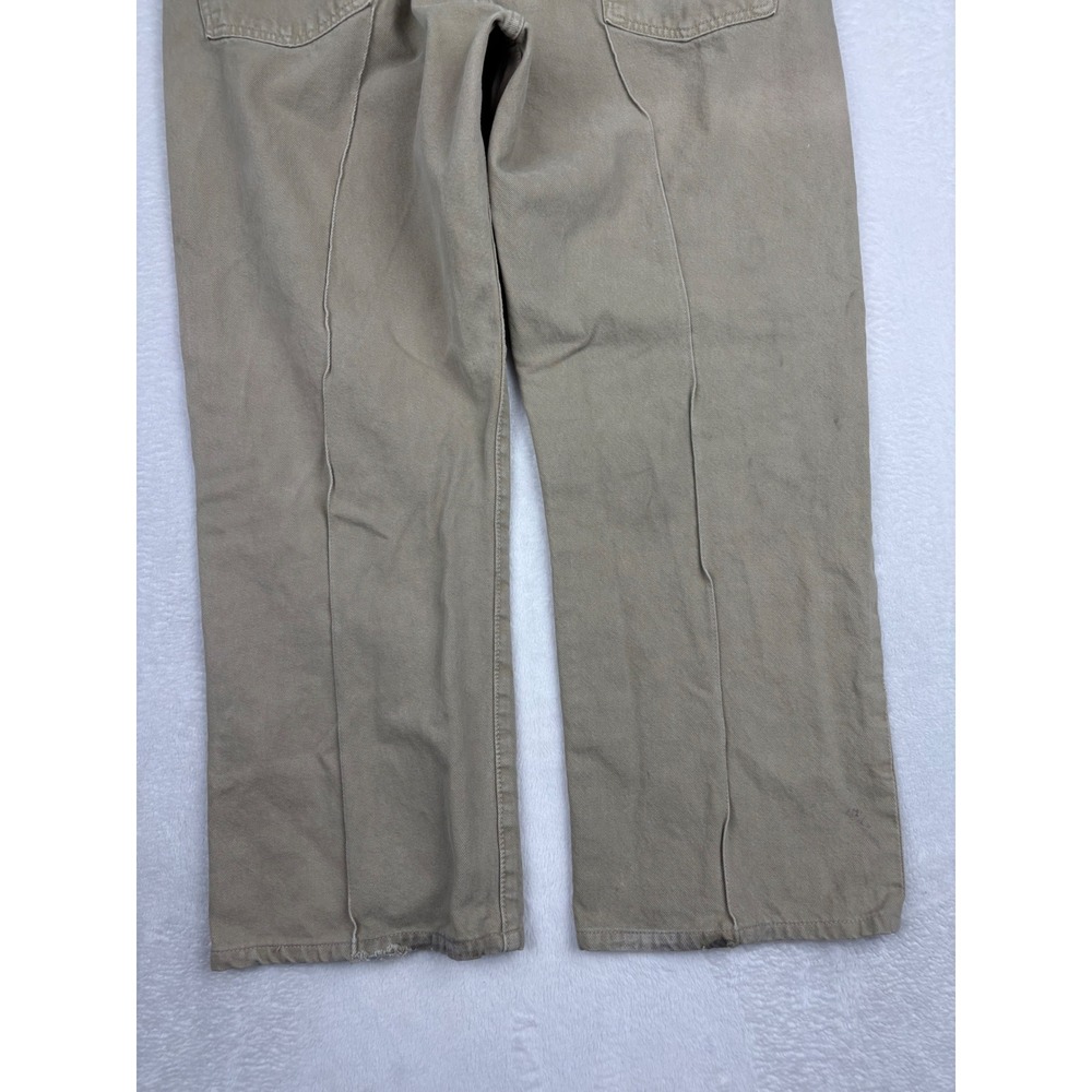 Levis‎ 501 Original Fit Jeans Mens 44x32 Tan Khaki Chino Pants Split Y2K Hem - Picture 10 of 12
